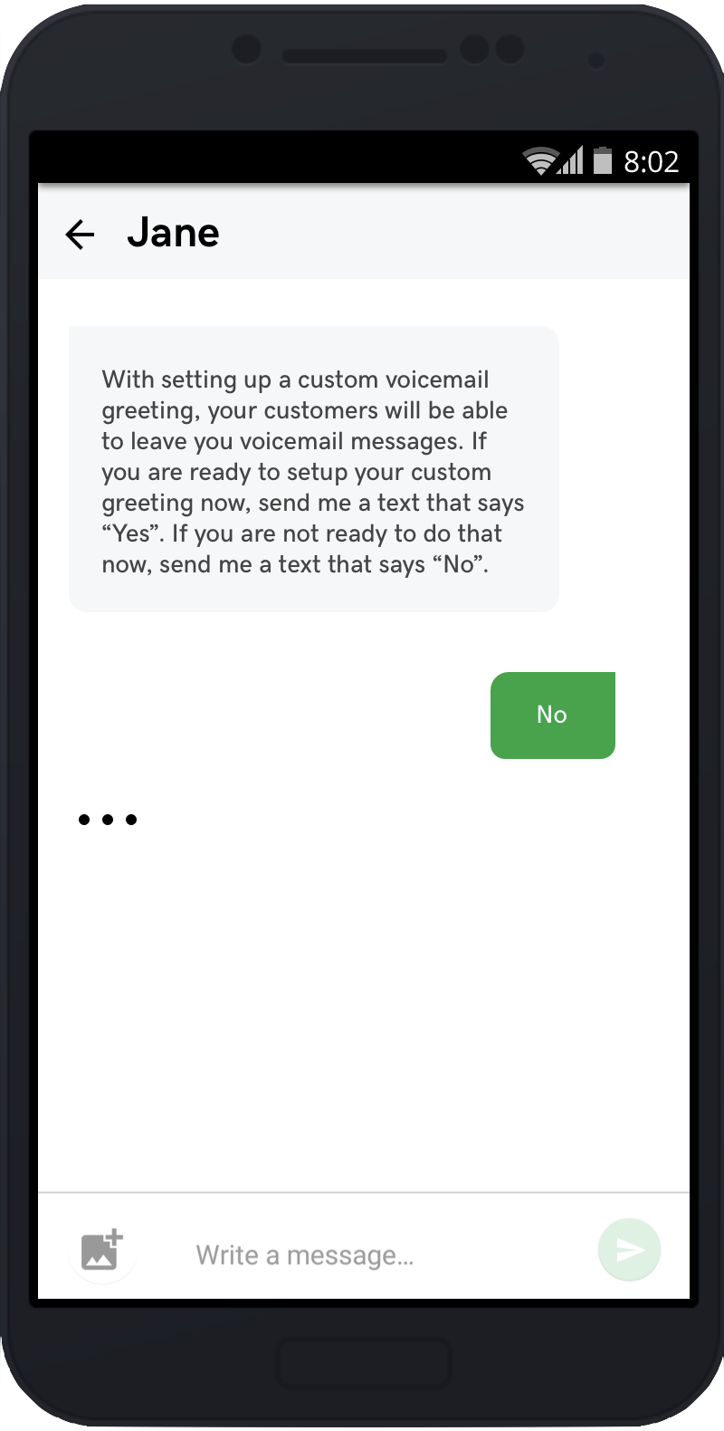 Onboarding message thread